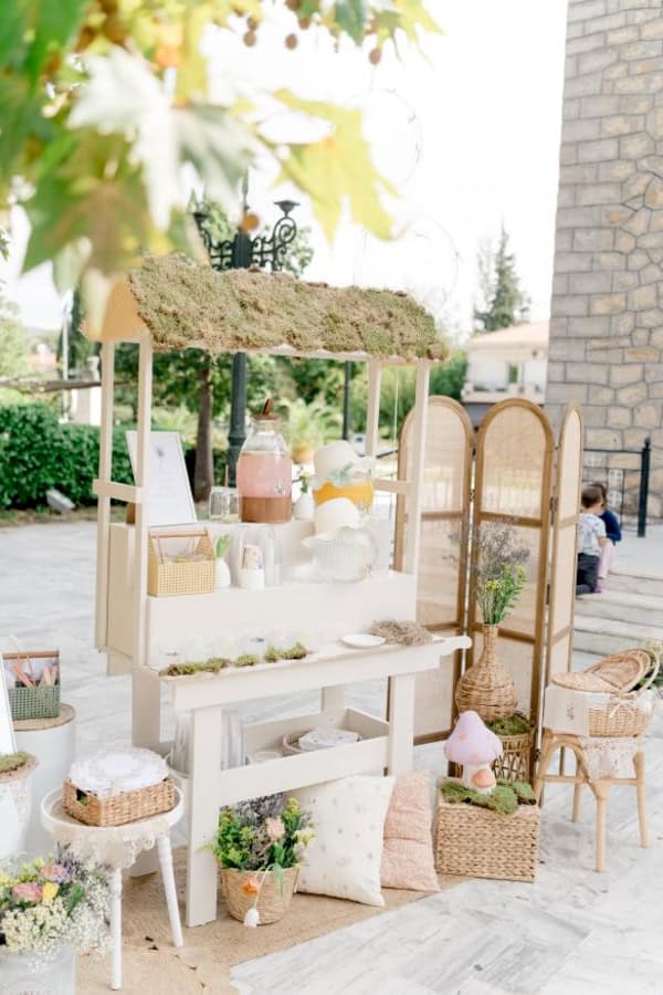 Boho Picnic Girl Baptism Earthy Tones Floral Details