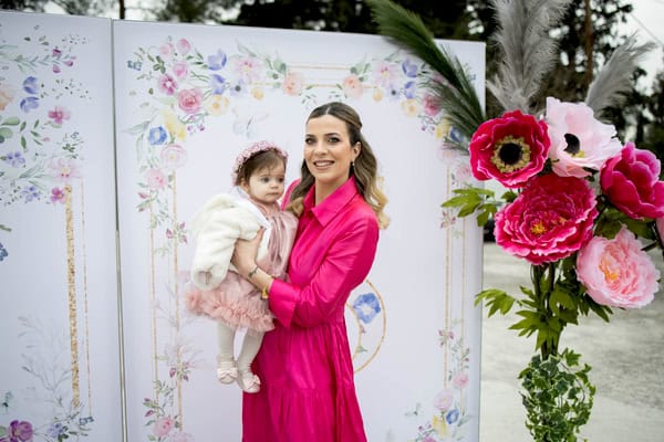 Floral Baptism In Fuchsia And Baby Pink Tones