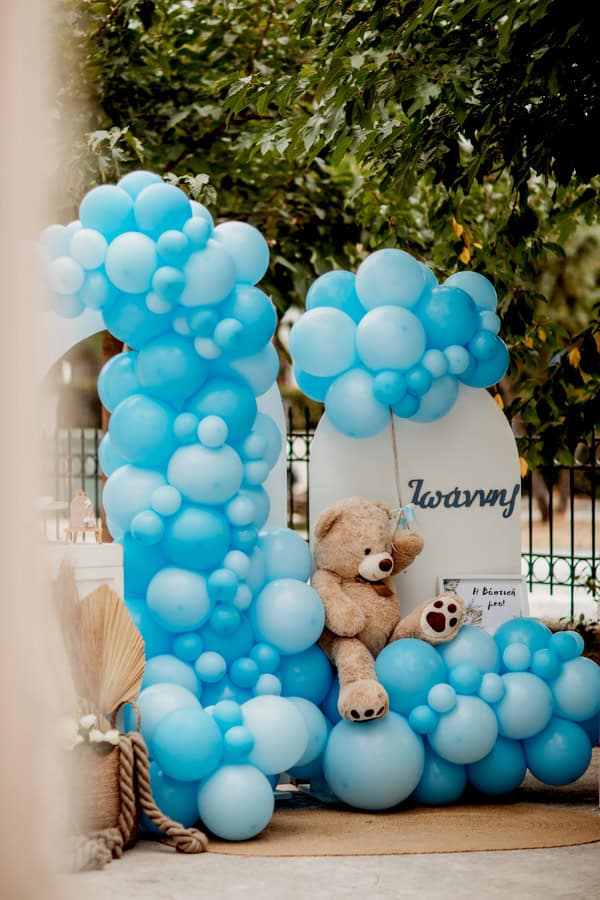 Baby Boy Baptism Teddy Bear Boho Natural Decoration