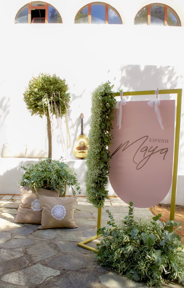 Lovely Rustic Chic Baptism Decoration Olive Trees Babys Breath