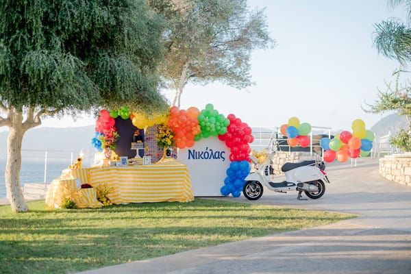 Colorful Summer Baptism Kalamata Positano Inspired