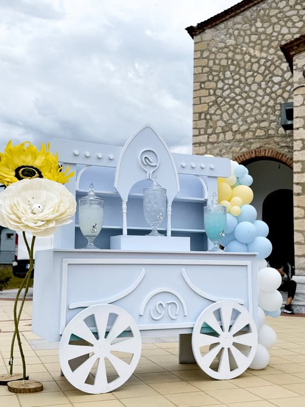 Garden Style Baptism Blue Yellow White Decoration
