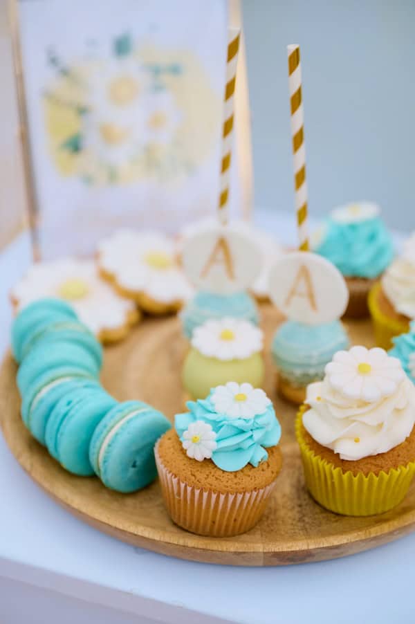 Garden Style Baptism Blue Yellow White Decoration