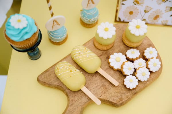 Garden Style Baptism Blue Yellow White Decoration