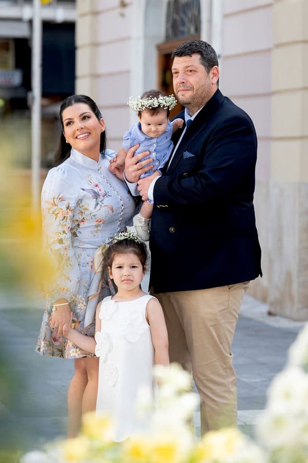 Romantic Spring Baptism Blue Hydrangeas Yellow Accents Thessaloniki