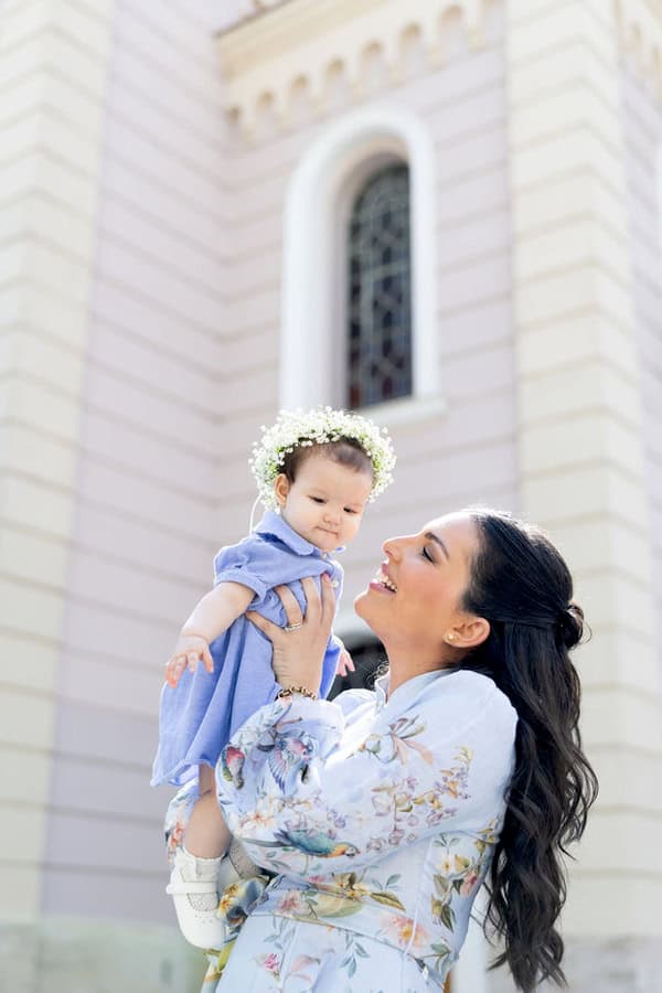 Romantic Spring Baptism Blue Hydrangeas Yellow Accents Thessaloniki