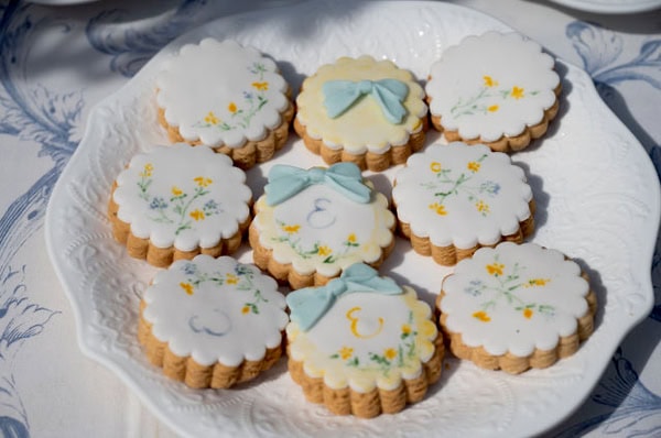 Romantic Spring Baptism Blue Hydrangeas Yellow Accents Thessaloniki