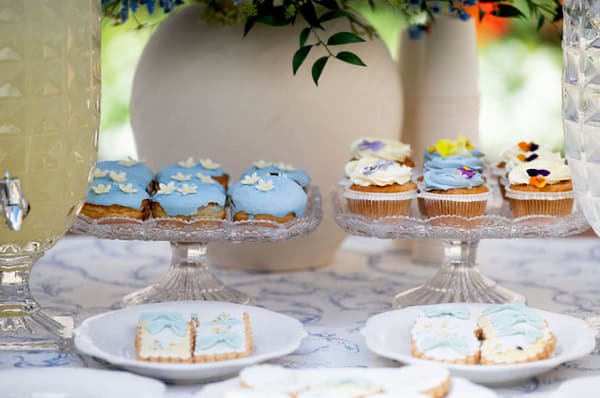 Romantic Spring Baptism Blue Hydrangeas Yellow Accents Thessaloniki
