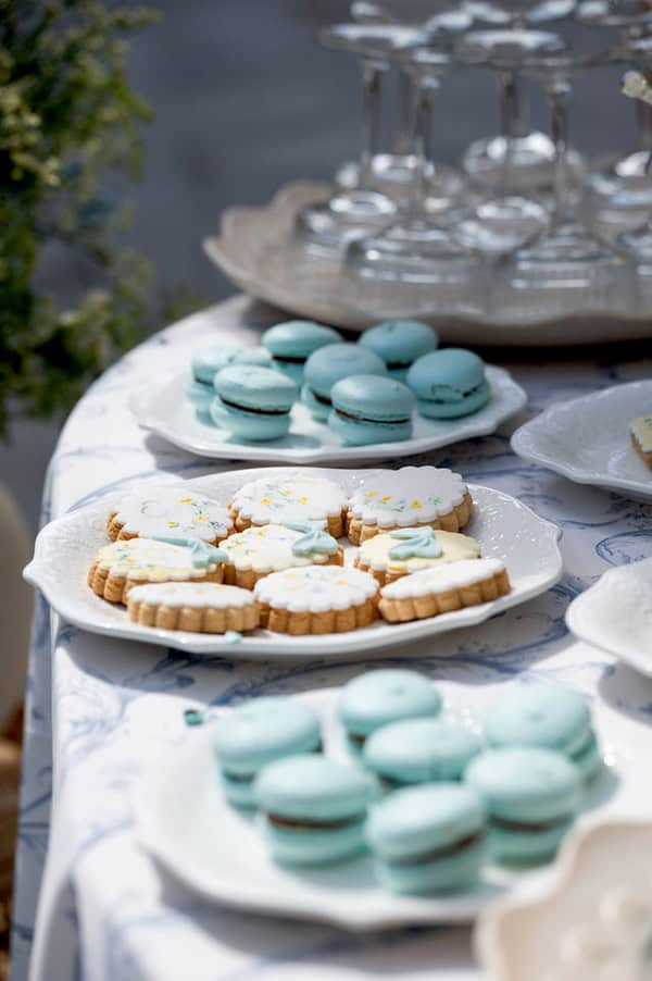 Romantic Spring Baptism Blue Hydrangeas Yellow Accents Thessaloniki