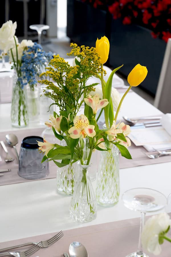 Romantic Spring Baptism Blue Hydrangeas Yellow Accents Thessaloniki