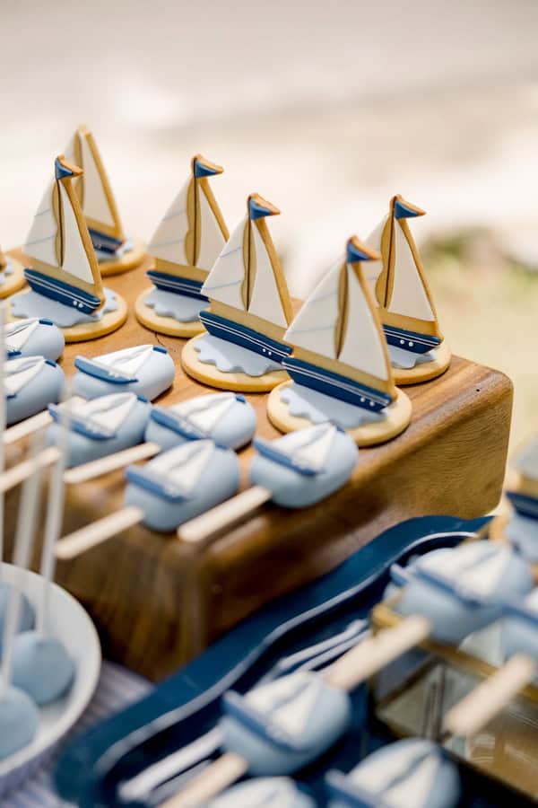 Dusty Blue Baptism Decoration Boat Theme
