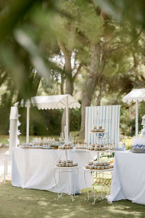 Dusty Blue Baptism Decoration Boat Theme