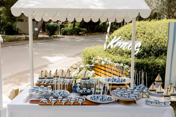 Dusty Blue Baptism Decoration Boat Theme