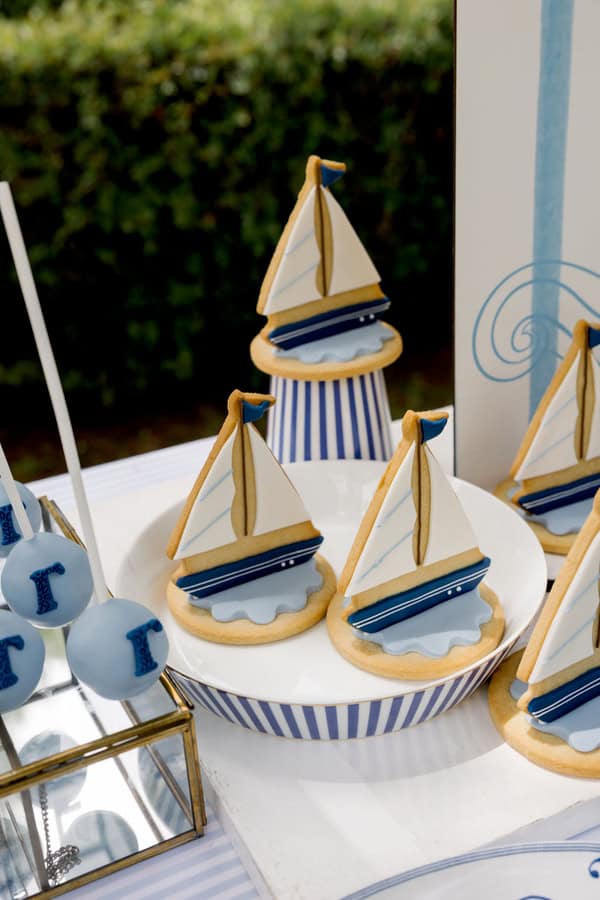 Dusty Blue Baptism Decoration Boat Theme