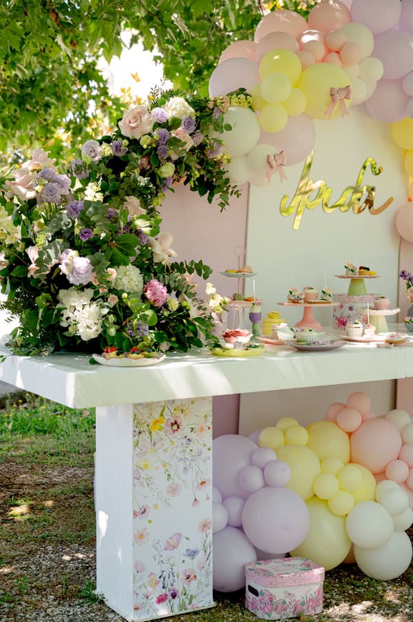 Christening Decoration Ideas Pink Yellow Lilac