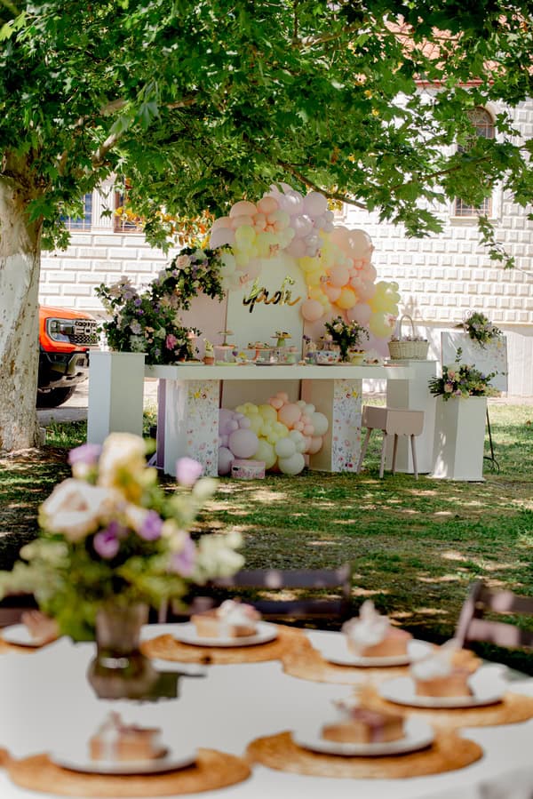 Christening Decoration Ideas Pink Yellow Lilac