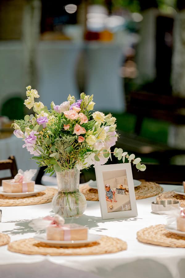 Christening Decoration Ideas Pink Yellow Lilac