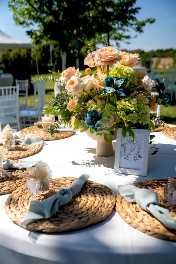 Romantic Baptism Floral Arrangements Rustic Chic Details