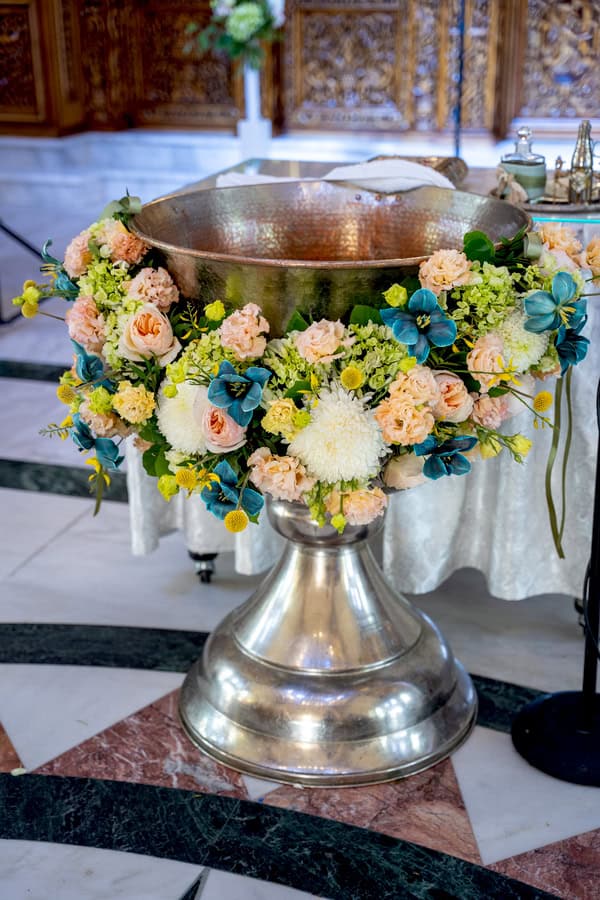 Romantic Baptism Floral Arrangements Rustic Chic Details