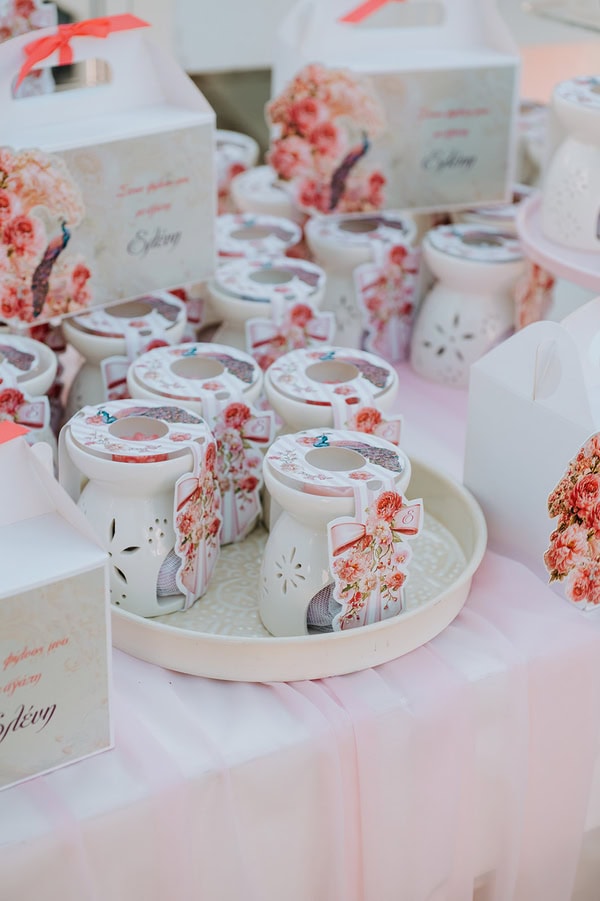 Romantic Summer Baptism Peacock Theme