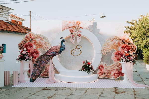 Romantic Summer Baptism Peacock Theme