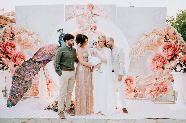 Romantic Summer Baptism Peacock Theme